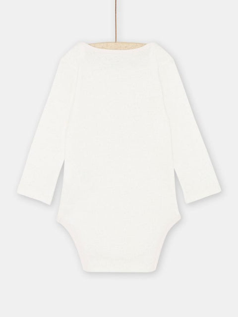 Cream Heart Print Long Sleeve Cotton Bodysuit