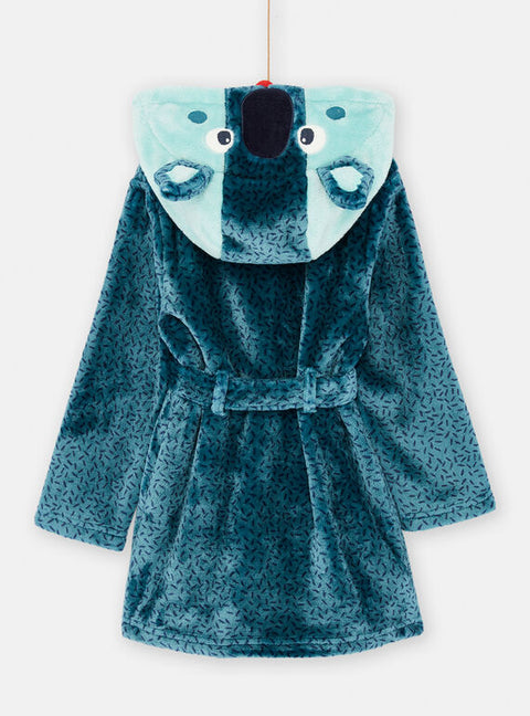 Blue Hooded Soft Boa Koala Bear Dressing Gown