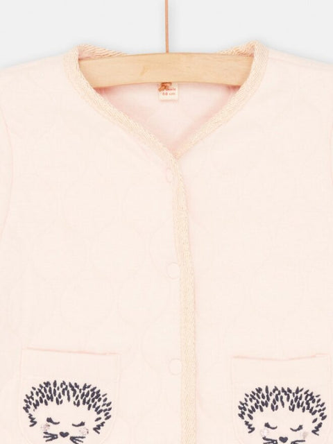 Pink Jersey Cotton Cardigan With Pockets