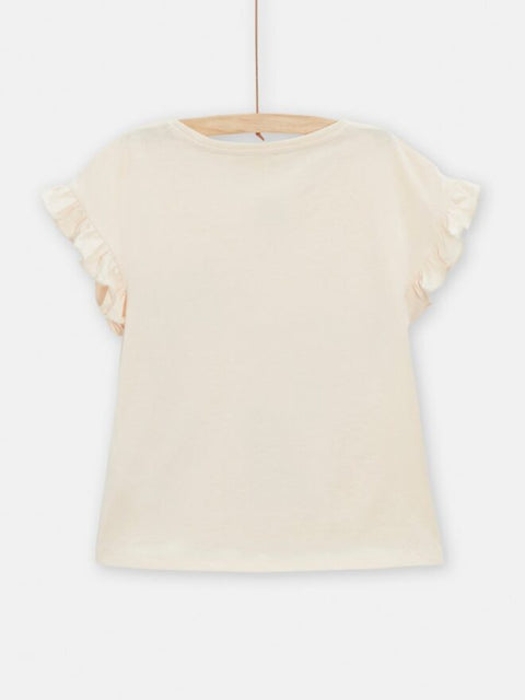 Cream Leopard Print Short Sleeve Cotton T-shirt