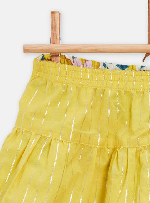Reversible Pink & Yellow Floral Print Cotton Skirt
