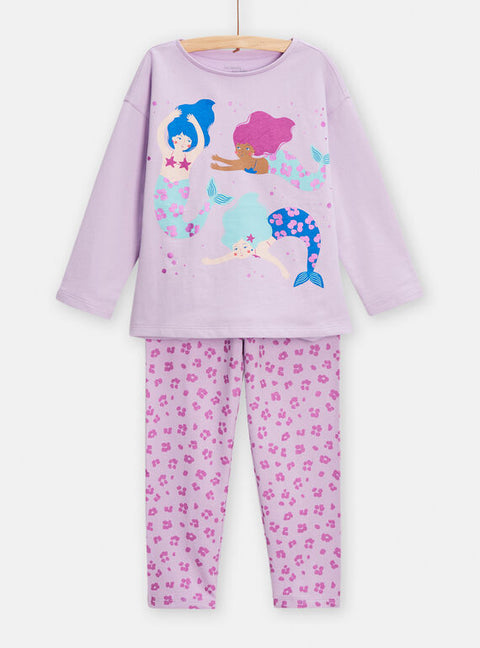 Purple Mermaid Print Cotton Pyjamas
