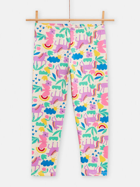 Cream Unicorn Print Cotton Fleece Pyjamas
