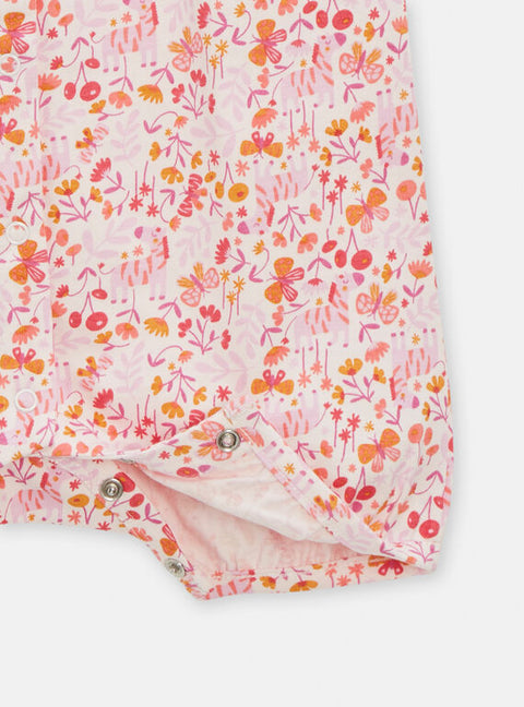 Pink Floral Print Cotton Summer Sleepsuit