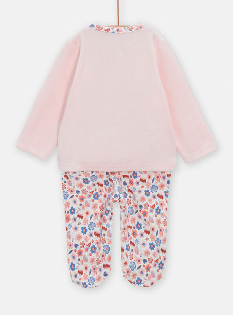 Pink Rabbit Print Velour Pyjamas