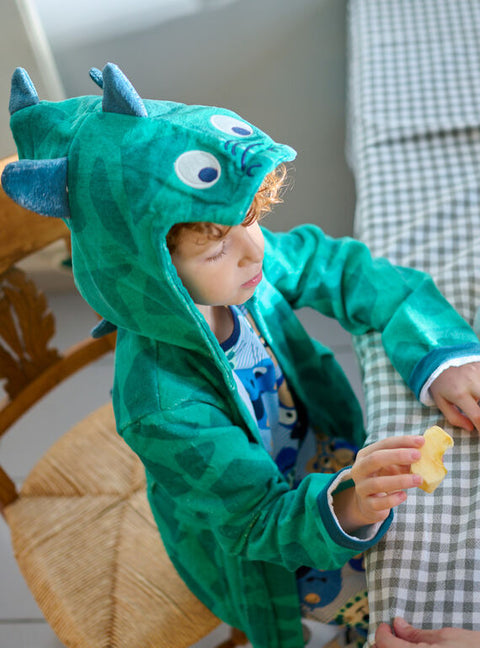 Green Cotton Dragon Animation Dressing Gown