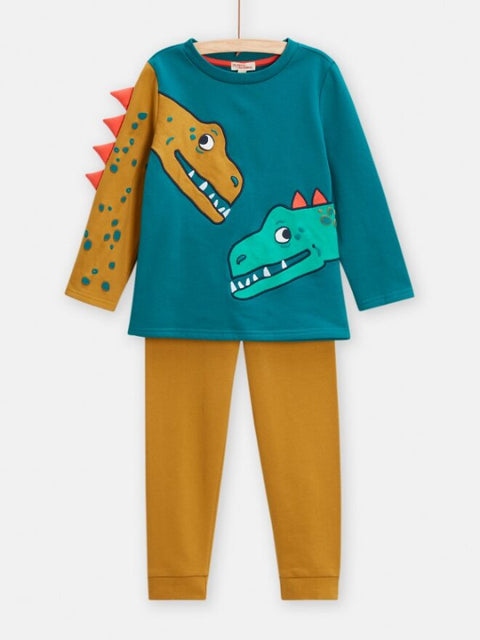 Turquoise Dinosaur Print Cotton Pyjamas