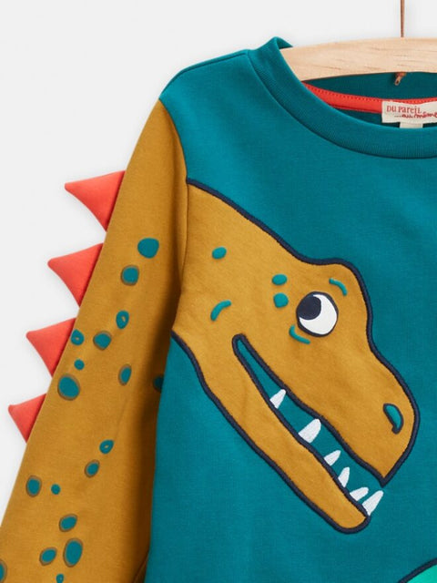Turquoise Dinosaur Print Cotton Pyjamas