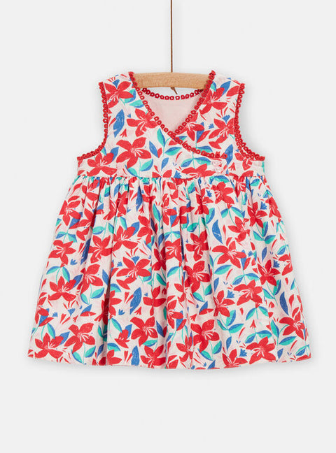 Reversible Red Floral Print Cotton Dress