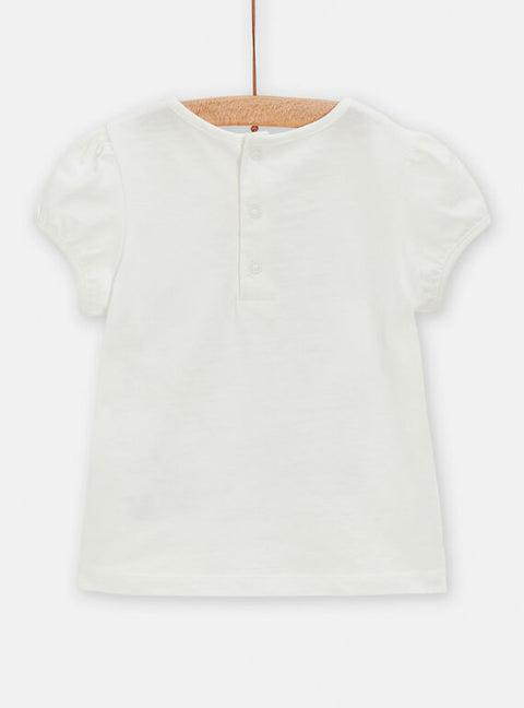 Cream Short Sleeve Leopard Print Cotton T-shirt