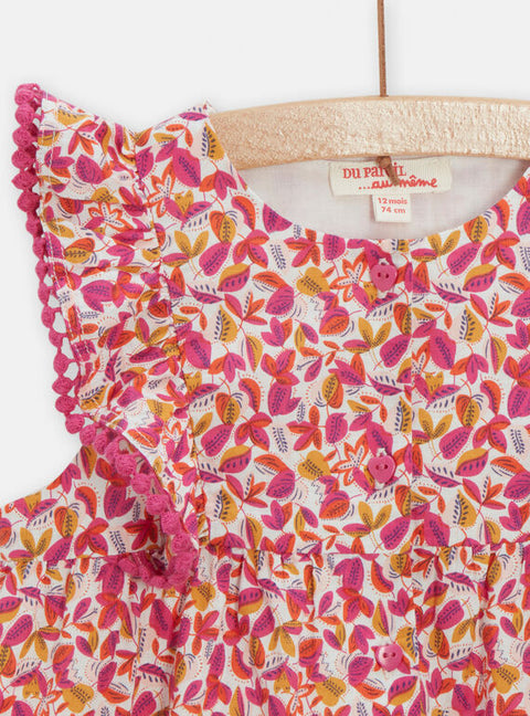 Pink Floral Print Cotton All In One