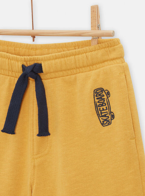 Yellow Jersey Cotton Bermuda Shorts