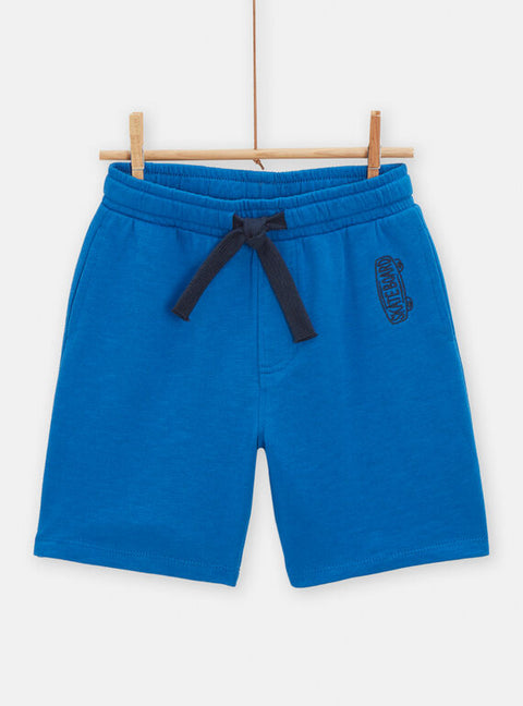 Blue Jersey Cotton Bermuda Shorts