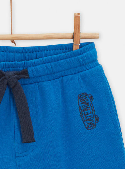 Blue Jersey Cotton Bermuda Shorts