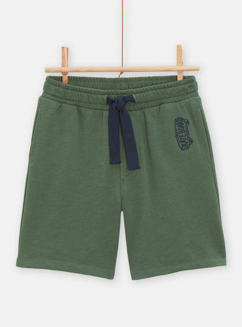 Green Jersey Cotton Bermuda Shorts