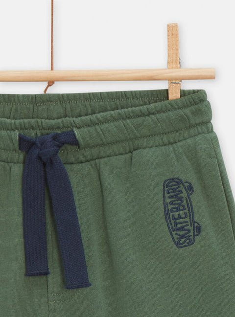 Green Jersey Cotton Bermuda Shorts