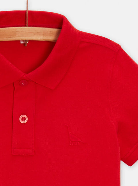 Red Cotton Pique Polo Shirt