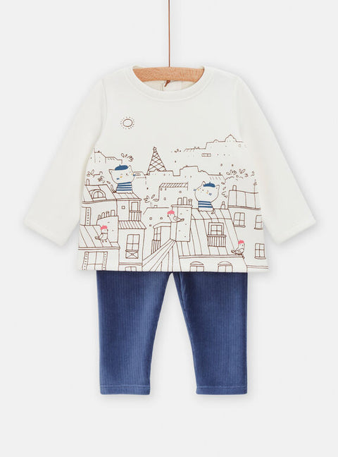 Newborn Baby Boys Printed Top With Matching Trousers