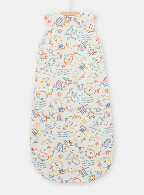 White Cat, Dog & Bird Print Cotton Sleeping Bag