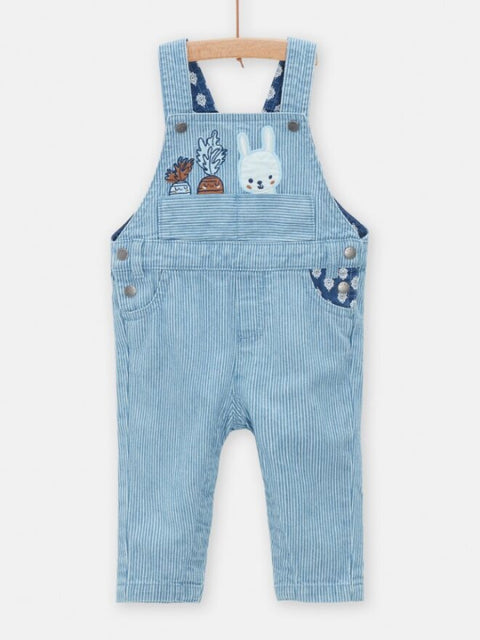Lined Denim Dungarees With Rabbit Applique