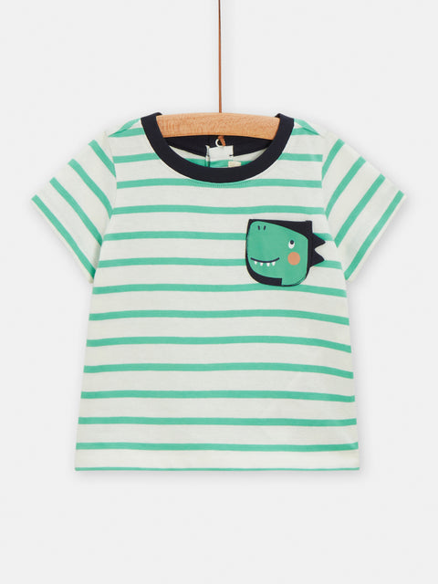Green Stripe Short Sleeve Cotton T-shirt