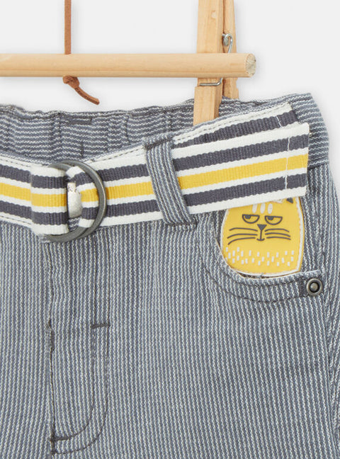 Striped Cotton Bermuda Shorts With Belt