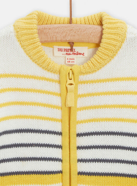 Yellow & Cream Stripe Cotton Cardigan