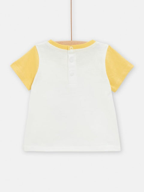 Cream Cat & Dog Print Short Sleeve Cotton T-shirt