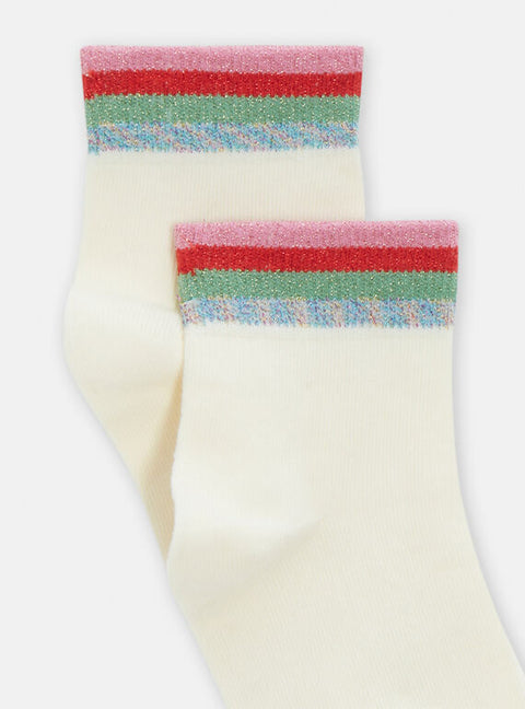 Lined Striped White Cotton Rich Socks