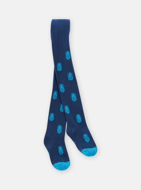 Blue Pineapple Pattern Cotton Rich Tights