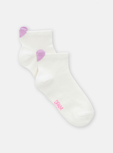 White Cotton Rich Socks With Purple Heart