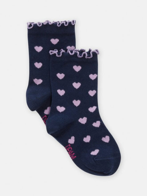 Navy Heart Print Cotton Rich Socks