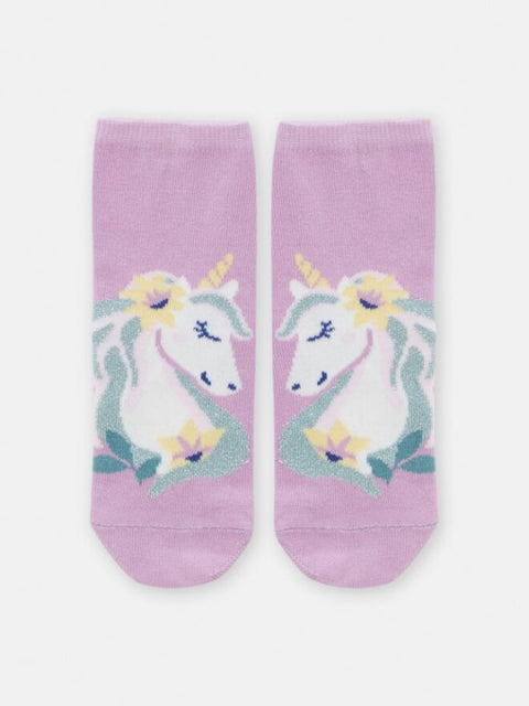 Purple Unicorn Print Cotton Rich Socks