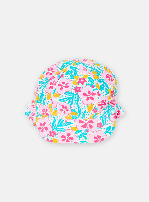 Floral Print Peak Hat With Neck Protection