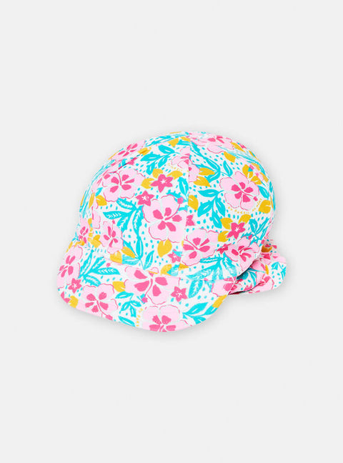 Floral Print Peak Hat With Neck Protection