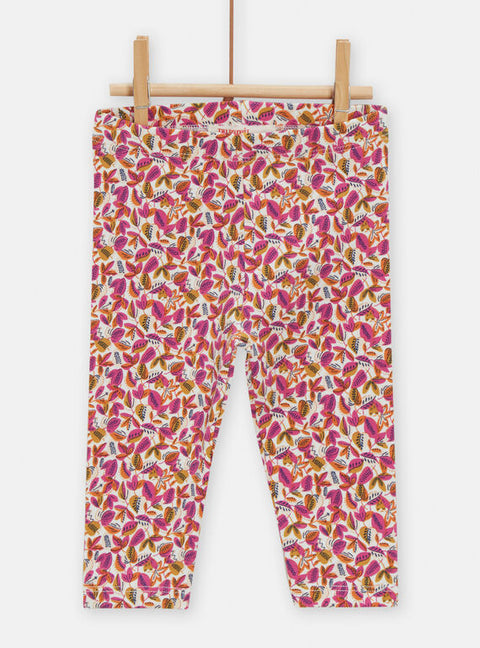 Pink Floral Print Cotton Leggings