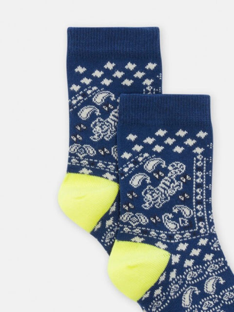 Blue Aztec Pattern Cotton Rich Socks