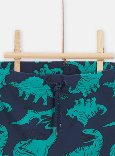 Navy Dinosaur Print Swim Shorts