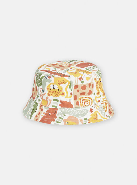 Reversible Yellow & Cream Stripe Cotton Bucket Hat