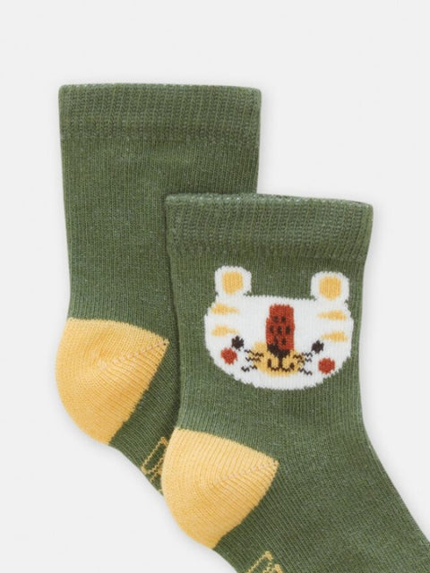 Green Bear Pattern Cotton Rich Socks