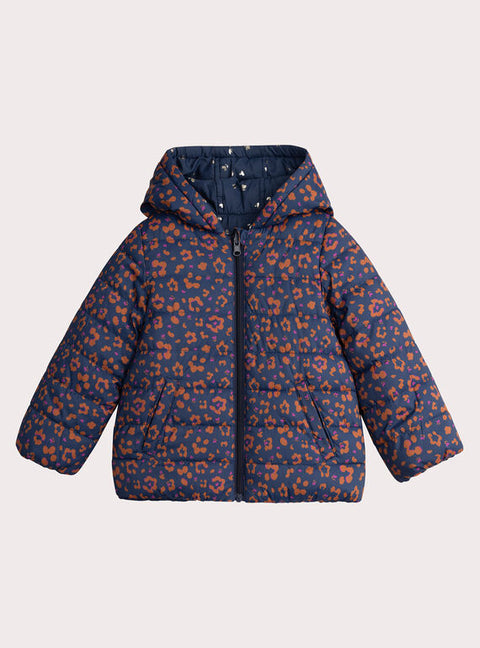 Navy Hooded Reversible Coat