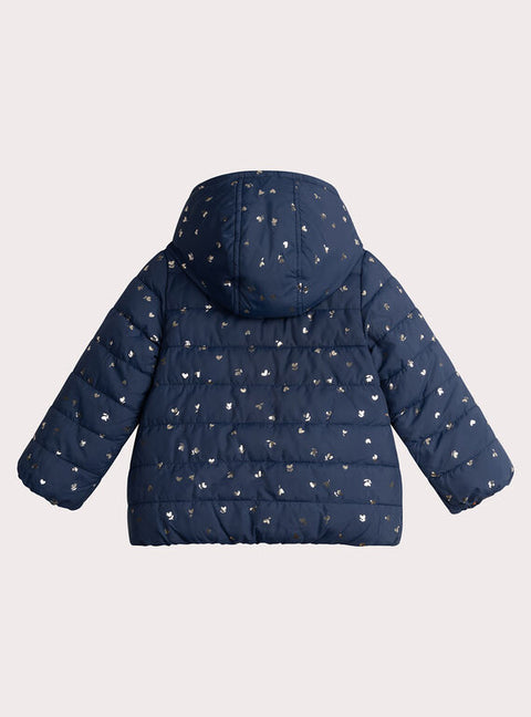Navy Hooded Reversible Coat