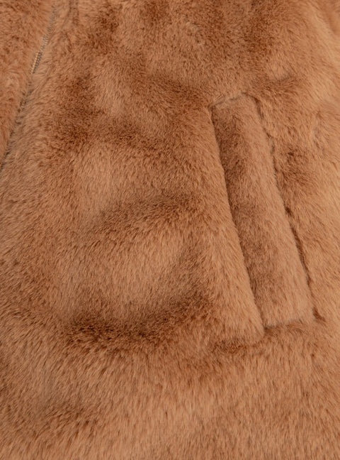 Brown Reversible Faux Fur Hooded Coat