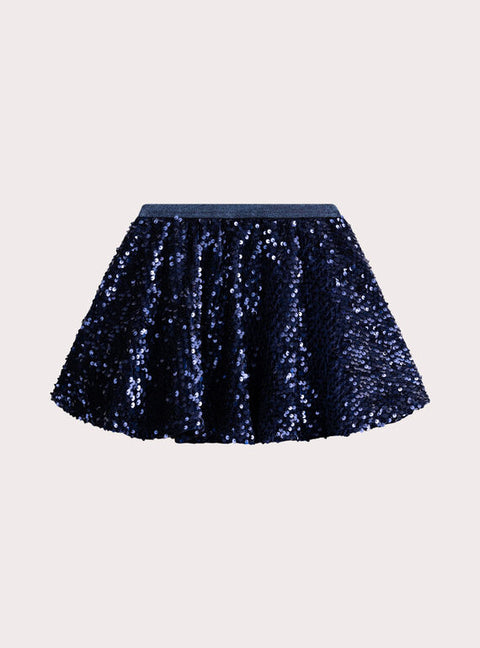 Lined Navy Sequined Skirt