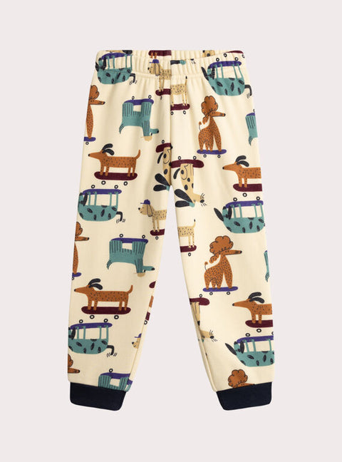 Cream Dog Print Soft Boa Pyjamas