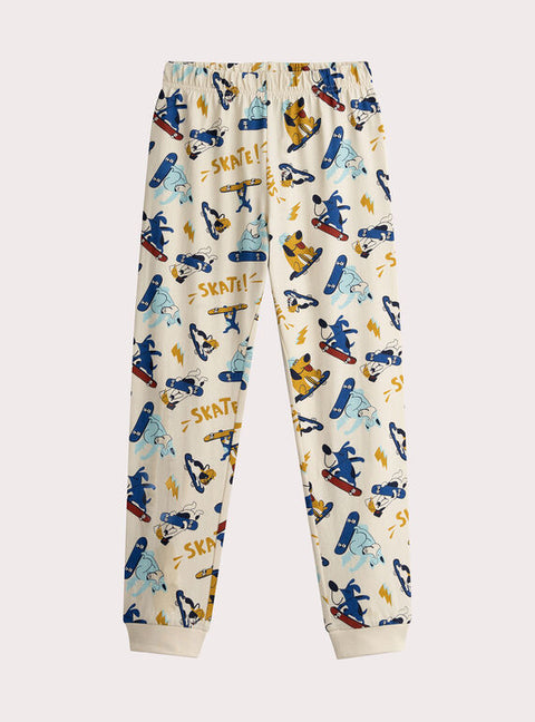 Yellow Dog Print Cotton Pyjamas