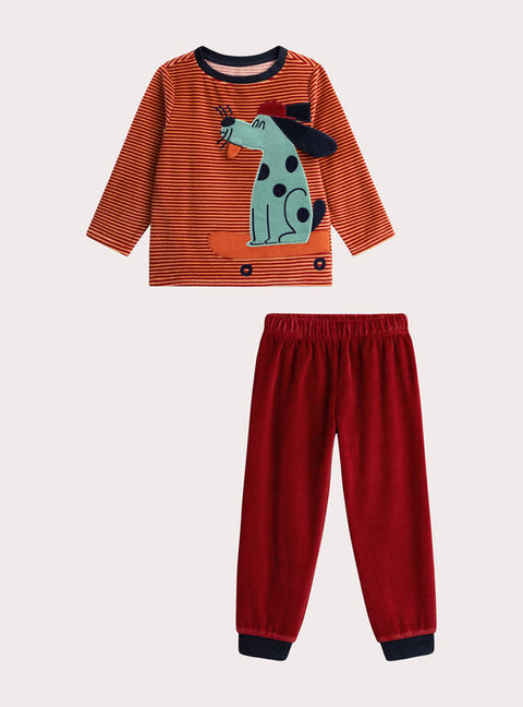 Red Dog Applique Velour Pyjamas