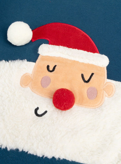 Blue Cotton Fleece Christmas Sweatshirt