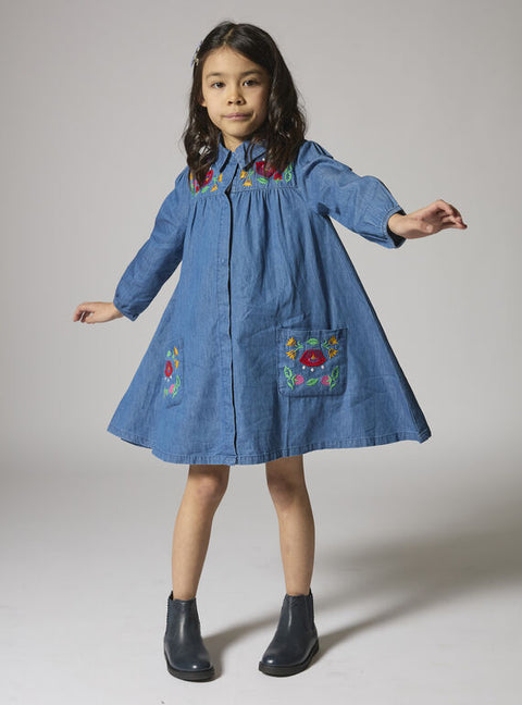 Embroidered Denim Dress
