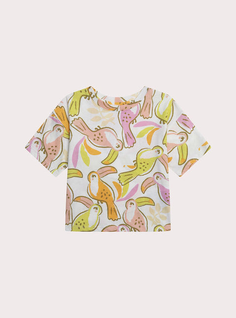 Parrot Print Cotton T-shirt